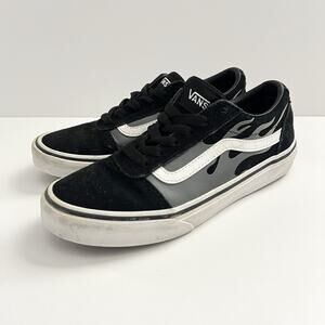 Vans Old Skool Gray Flame Black Suede Skate Lace Shoes Sneakers Youth 3Y 508731